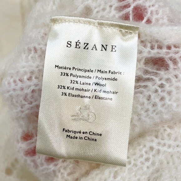 EUC Sézane Alma Wool Mohair Cardigan Ecru XS - Picture 9 of 10